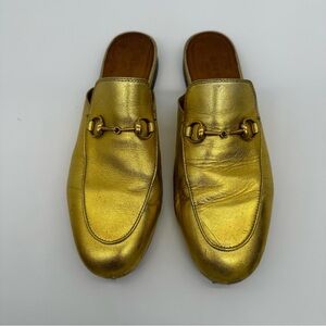 Metallic Gold Gucci Horsebit Mules